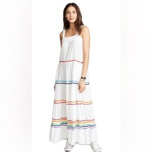 9SEED SAYULITA TIER MAXI DRESS IN WHITE/RAINBOW